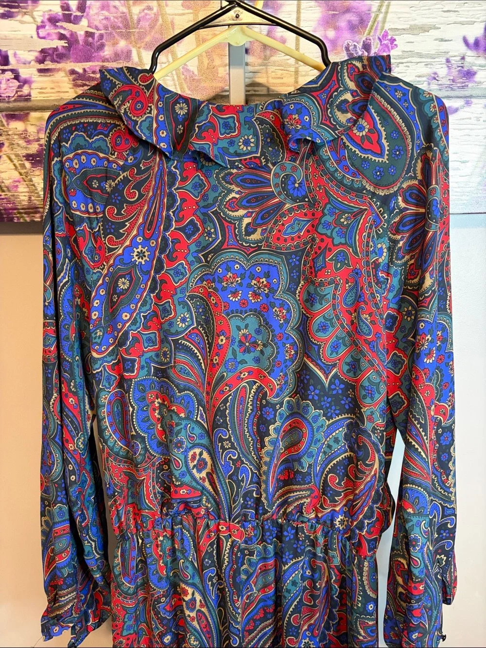 Lauren Ralph Lauren Red and Blue Paisley Ruffle-Tiered Maxi Dress NWOT